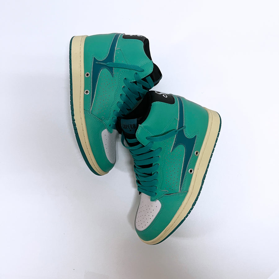 Superb Courtside "Double Mint" - Mint Green/Dark Mint/Black/ White Aged Sole